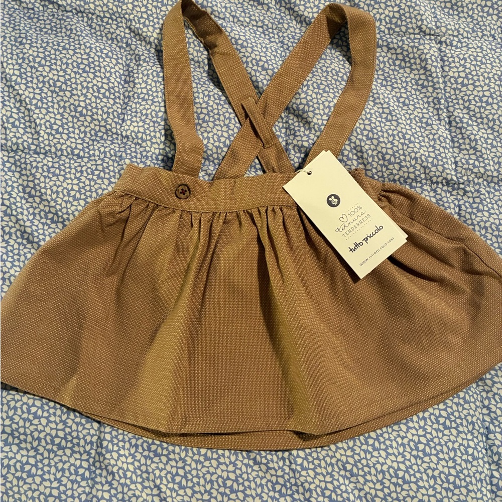 NWT Tutto Piccolo sz18 mos Falda Suspender Skirt Camel